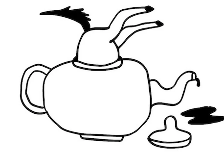 Horse stuck in a teapot